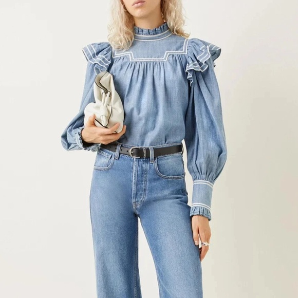 Ulla Johnson Mock Neck Long Sleeve Crop Top - Picture 4 of 10